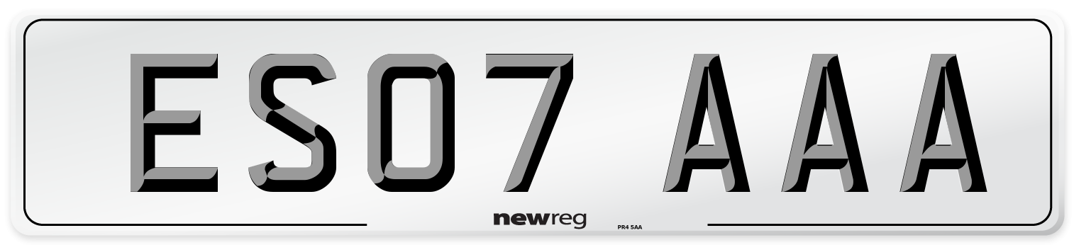 ES07 AAA Number Plate from New Reg